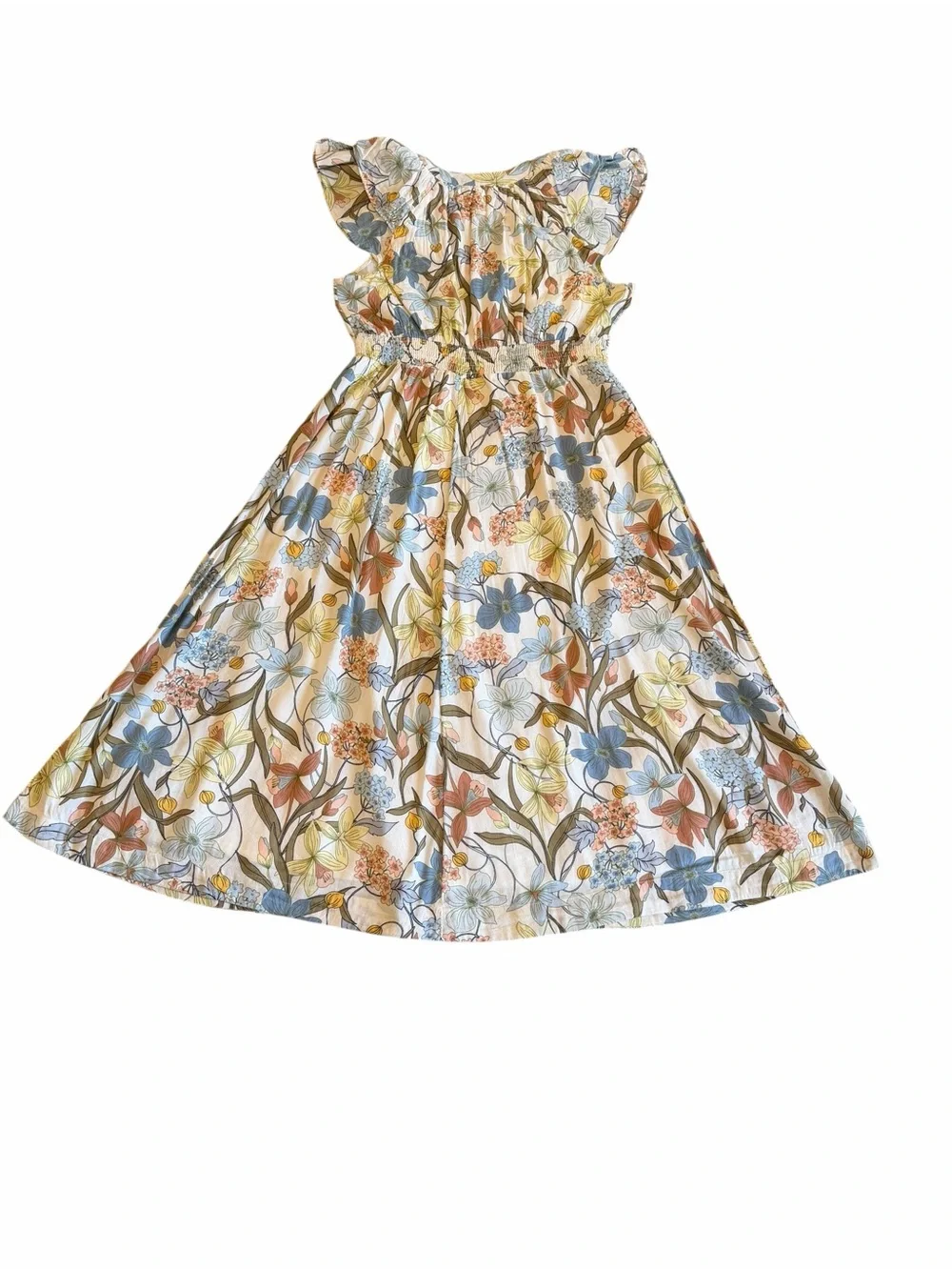 LC Lauren Conrad Floral Ruffle Midi Dress Cottagecore Fully Lined Size M